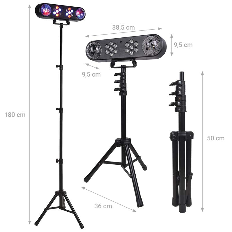 LIGHT4ME MAGIC BAR efecto de bola de discoteca LED PAR + stand + mando a distancia