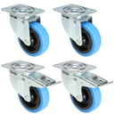 4x Ruedas azules 2 con y 2 sin freno (100mm)