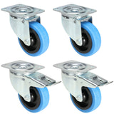 4x Ruedas azules 2 con y 2 sin freno (100mm)