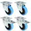 4x Ruedas azules 2 con y 2 sin freno (100mm)