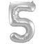 5 Shaped Number Foil Balloon Silver (86 cm)