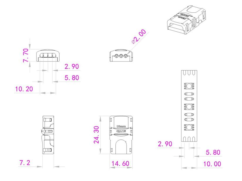EUROLITE Conector flexible para tira LED de 3 pines y 10mm