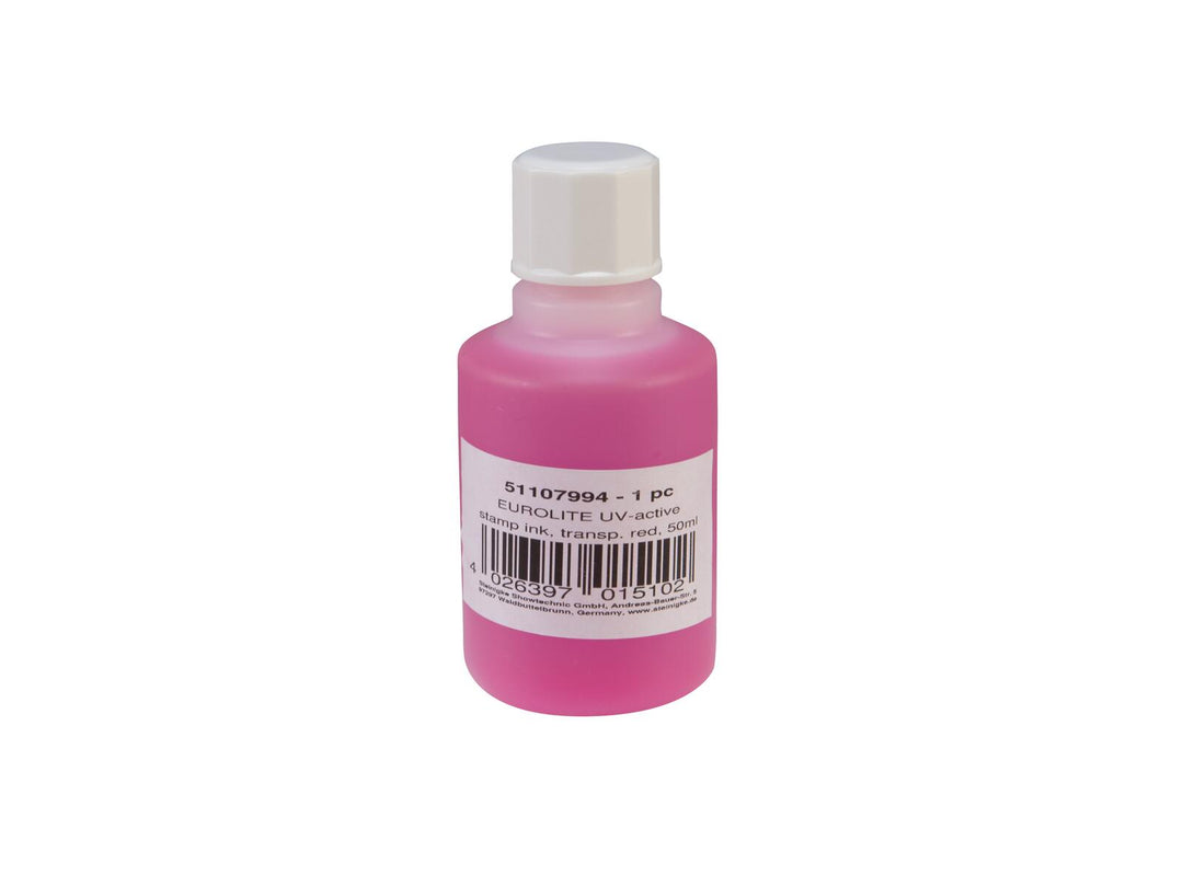 EUROLITE tinta UV-activa para sellos, rojo transparente, 50ml