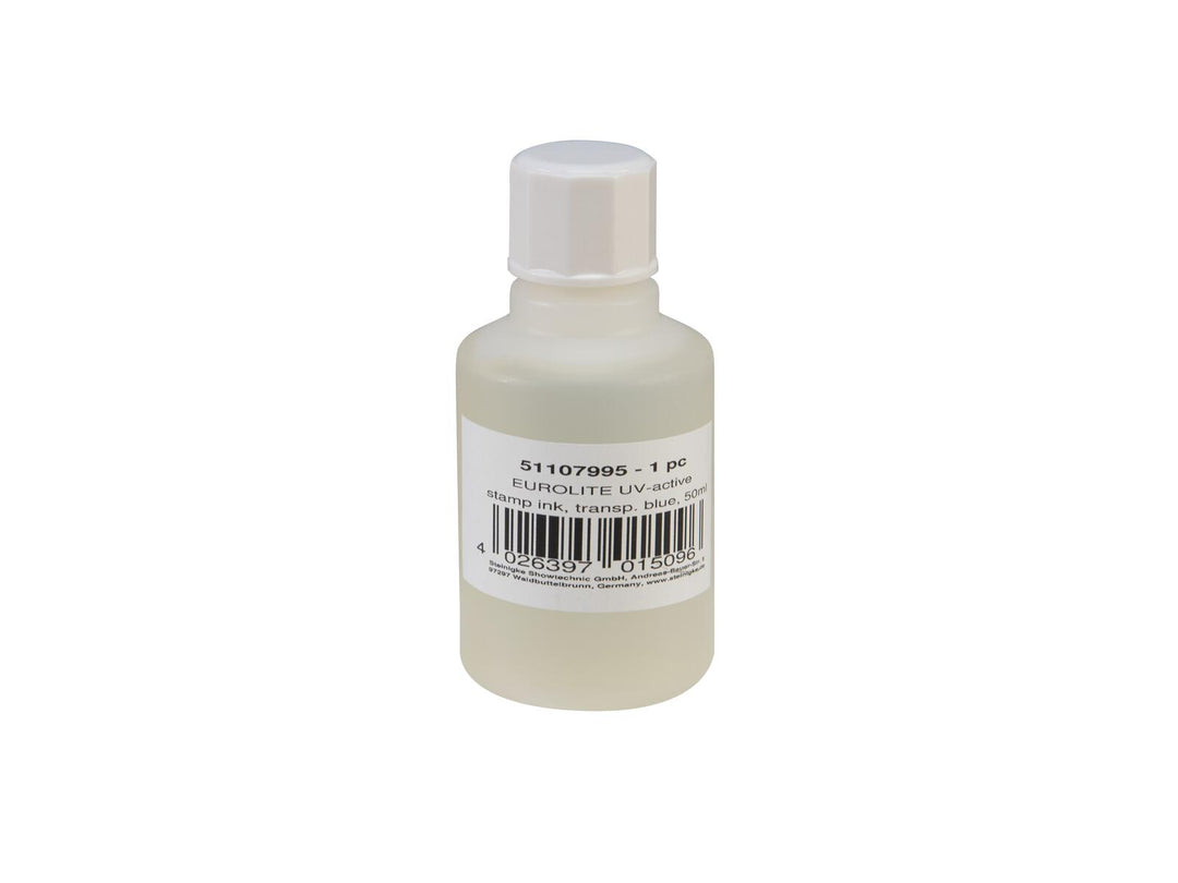 Tinta para sellos activa con UV EUROLITE, azul transparente, 50ml