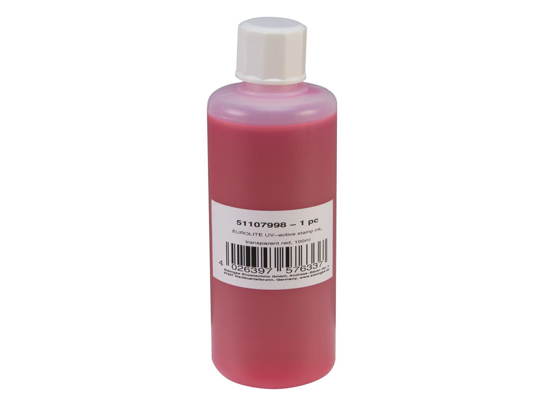 EUROLITE Tinta para sellos activa con UV, roja transparente, 100ml