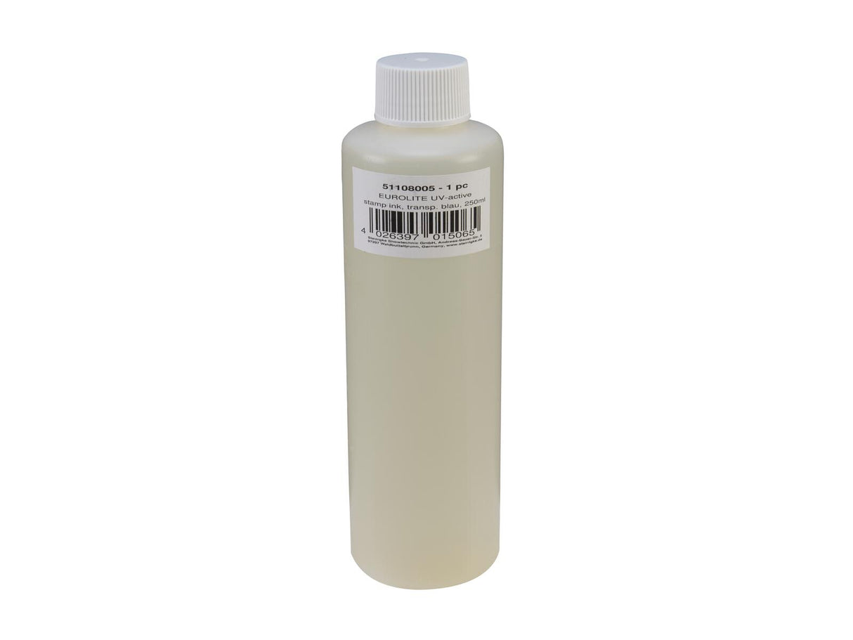 EUROLITE UV-active Stamp Ink, transparent blue, 250ml