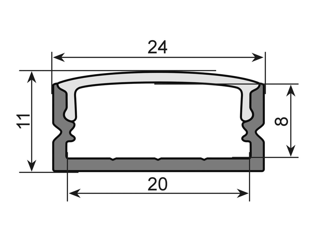 EUROLITE perfil en U de 20mm para tira LED plateado 2m