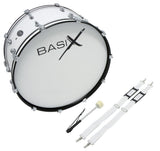 Basix bombo de marcha 26" x 12", blanco, con correa de transporte y maza