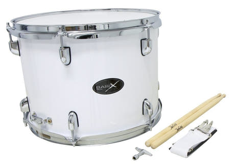 Basix tambor tenor de marcha 14" x 10", blanco, con baquetas