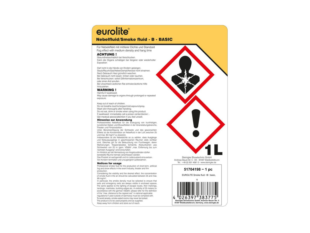EUROLITE SMOKE FLUID -B- Basic, líquido de humo de 1l
