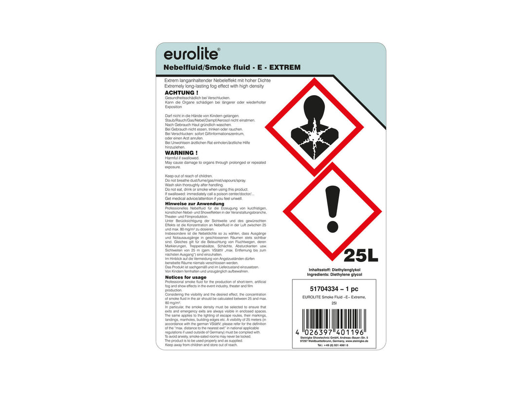 EUROLITE SMOKE FLUID -E- Extreme, 25l líquido de humo