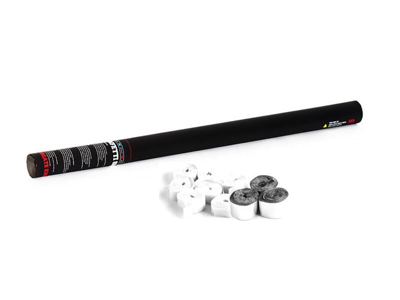 TCM FX Cañón de serpentinas portátil 80cm, blanco/plata