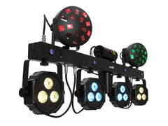 EUROLITE Set de iluminación LED KLS Laser Bar Next FX + soporte para sistema de altavoces M-4