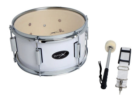 Basix tambor tenor de marcha 14" x 10", blanco, con baqueta