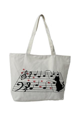 GEWA bolsa de tela con partituras y un gato, blanca, 47 x 33 cm