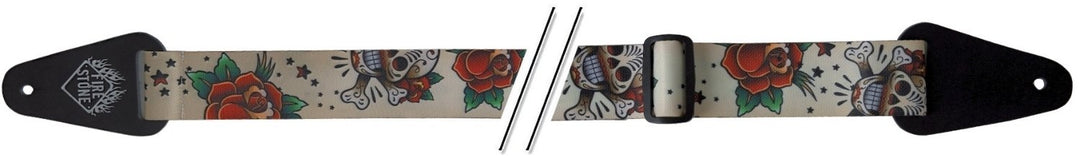 GEWA correas para Guitarras F&S Tattoo-Edition - Skulls and Roses White