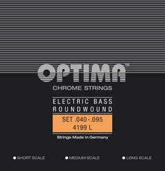Cuerdas de bajo eléctrico Optima Chrome Strings Round Wound Long Scale - set de 4 cuerdas light (4199L)