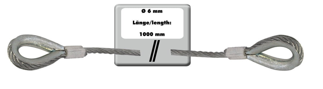 Cable de acero EUROLITE 1000x6mm plateado con guardacabo