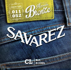 Cuerdas de guitarra western Savarez A130CL Bronze, custom light .011 a .052