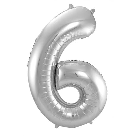 Globo de Foil Número 6 (Plata, 86 cm)
