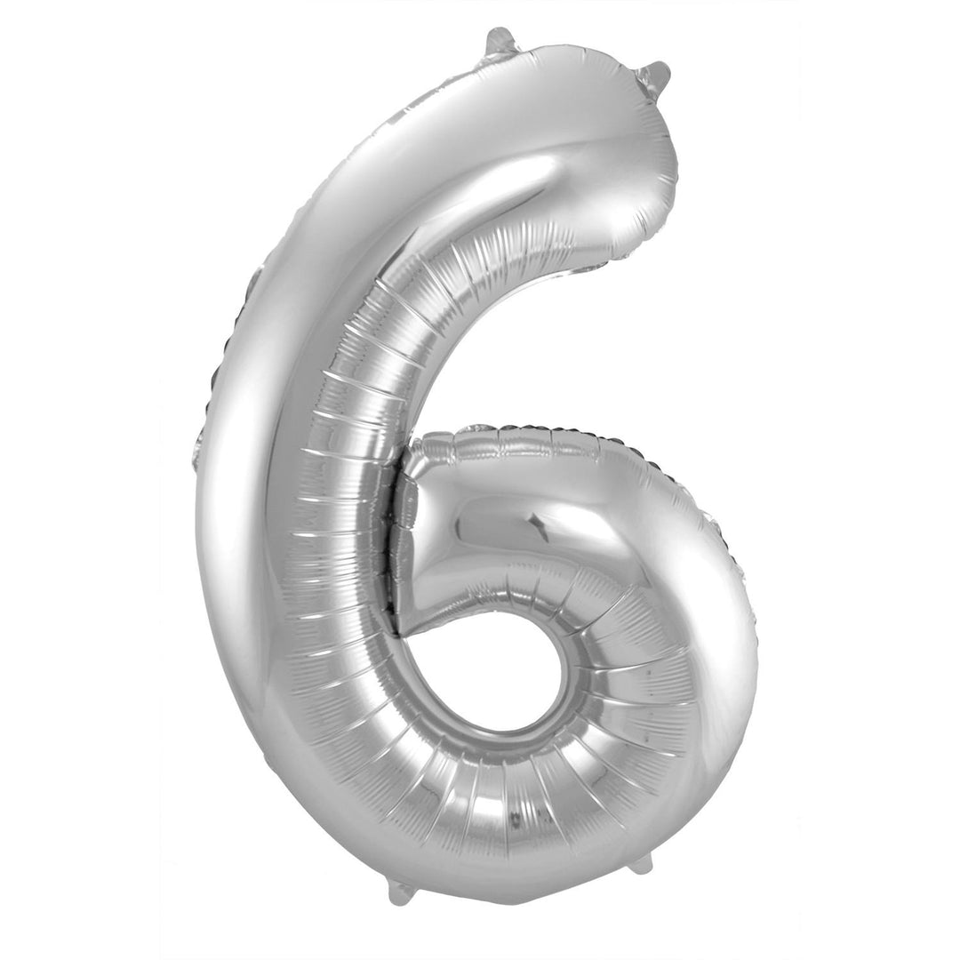 Globo de Foil Número 6 (Plata, 86 cm)