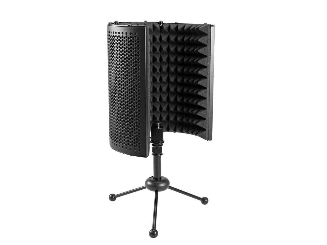 OMNITRONIC set MIC CM-78MK2 micrófono de condensador de diafragma grande + sistema de absorción para micrófono de escritorio AS-04