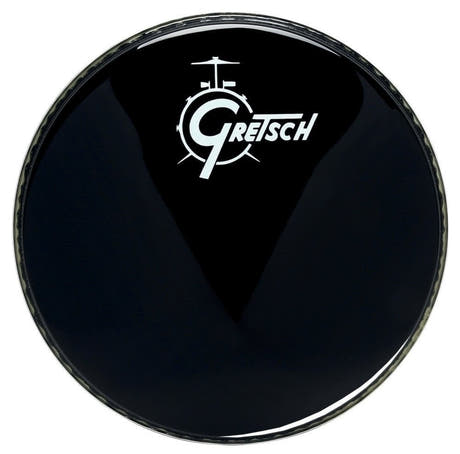 Parche para bombo Gretsch Ambassador Ebony 20", logotipo blanco en el centro