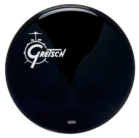 Gretsch Ambassador Ebony 24" parches para bombo, logotipo blanco a la izquierda