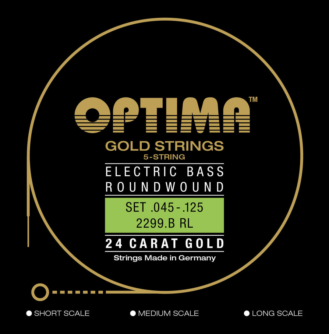 Cuerdas de bajo eléctrico Optima Gold Strings Round Wound long scale - Conjunto de 5 cuerdas reg-light (2299B)