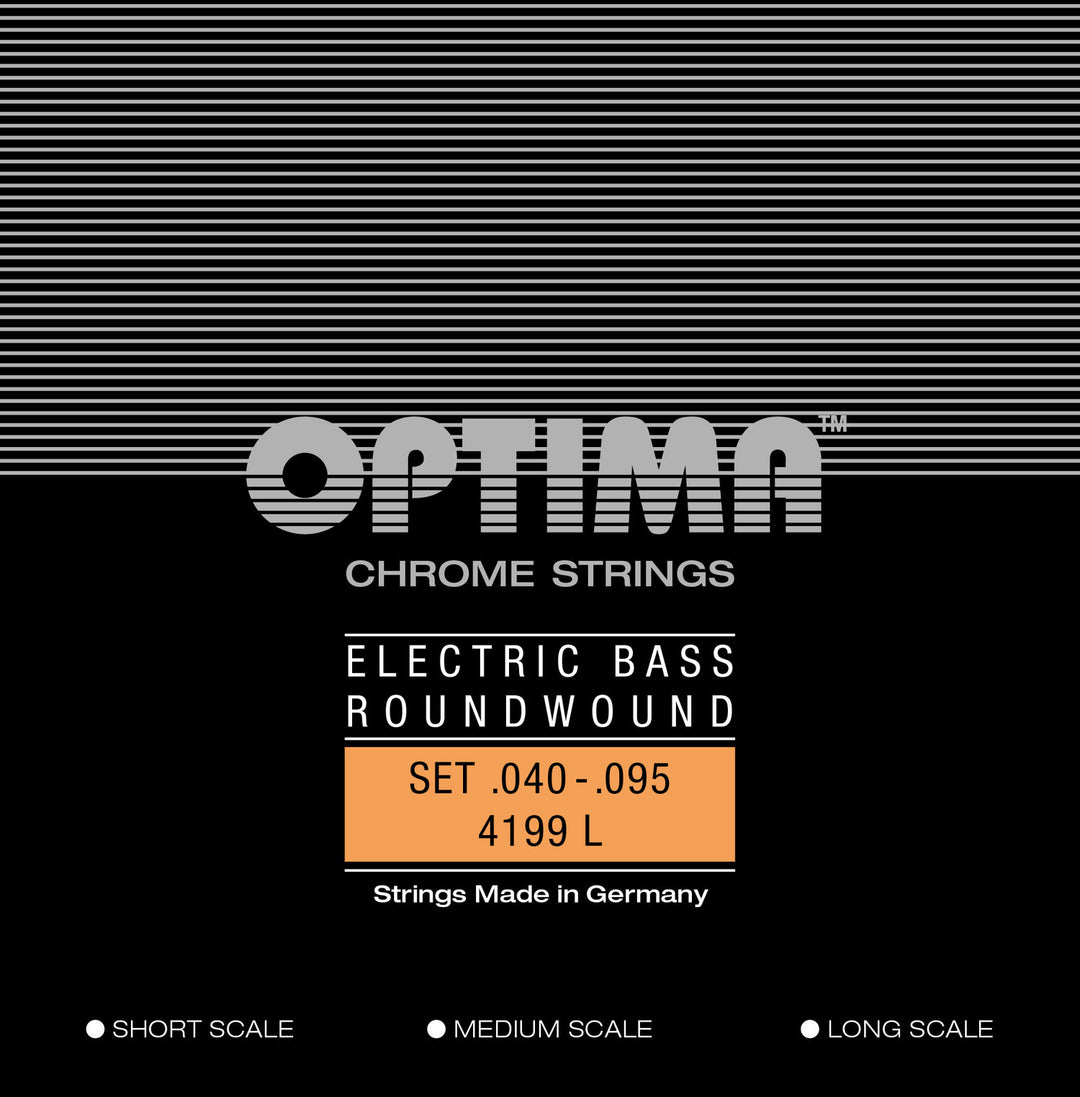 Optima E-Bass Strings Strings cromadas. Entorchado redondo, escala media - Set de 4 strings light (4199M)