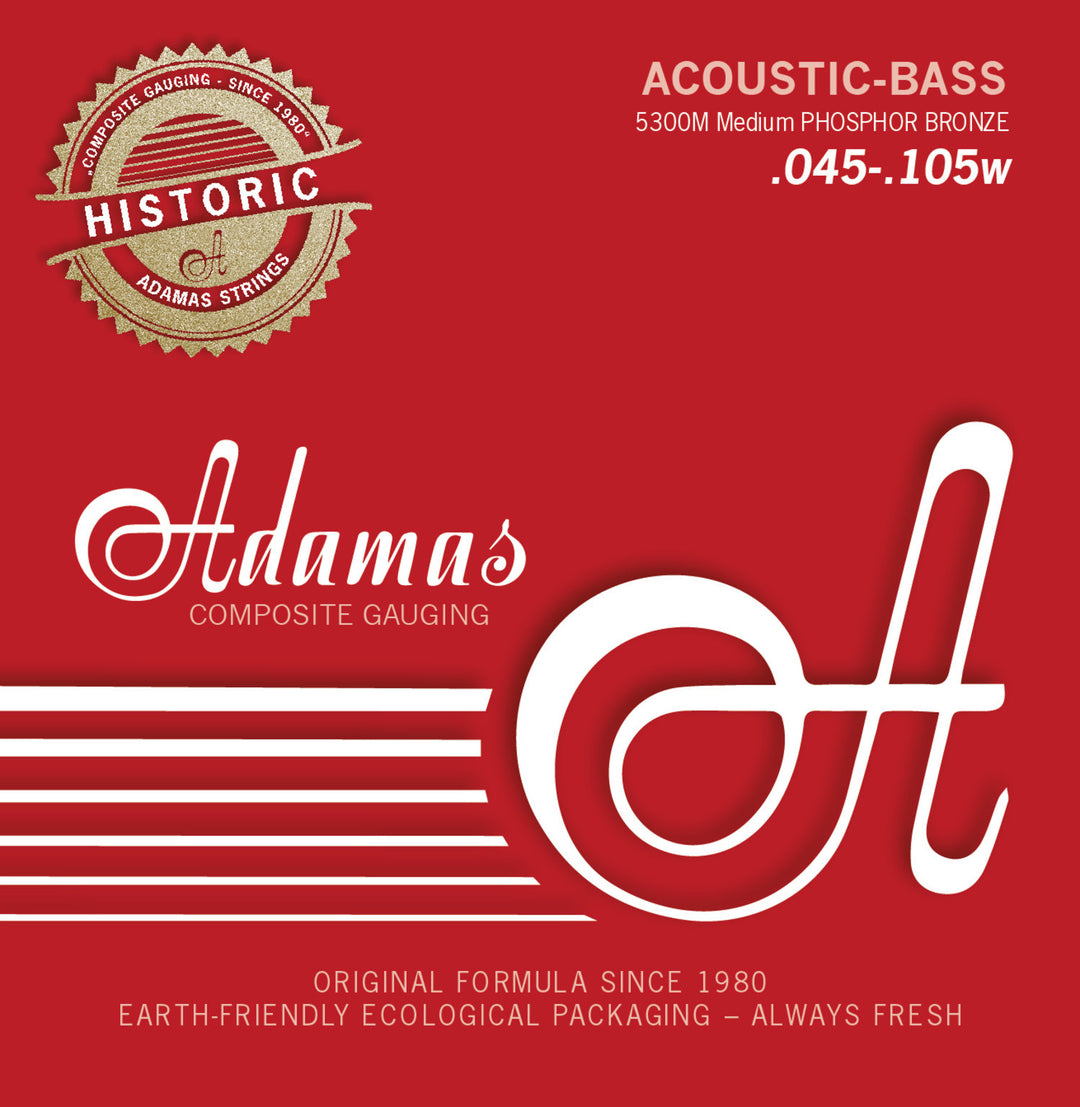Adamas Strings para bajo acústico, bronce fosforado - Set de 4 strings med (5300M)