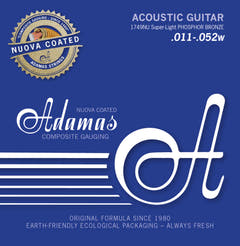 Cuerdas Adamas para Guitarras acústicas Nuova de bronce fosforado recubierto - Super-Light .011-.052 (1749NU)