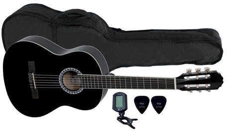 VGS Basic set: guitarra clásica 3/4, negra, estuche y afinador