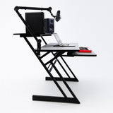 Studiobord med hylder og udtræk til keyboard (120 cm)