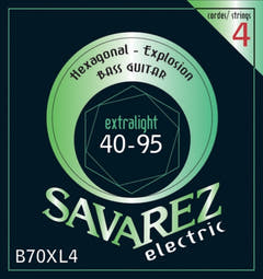 Savarez cuerdas de bajo eléctrico Hexagonal Explosion - 4 cuerdas Ex-Light (B70XL4)