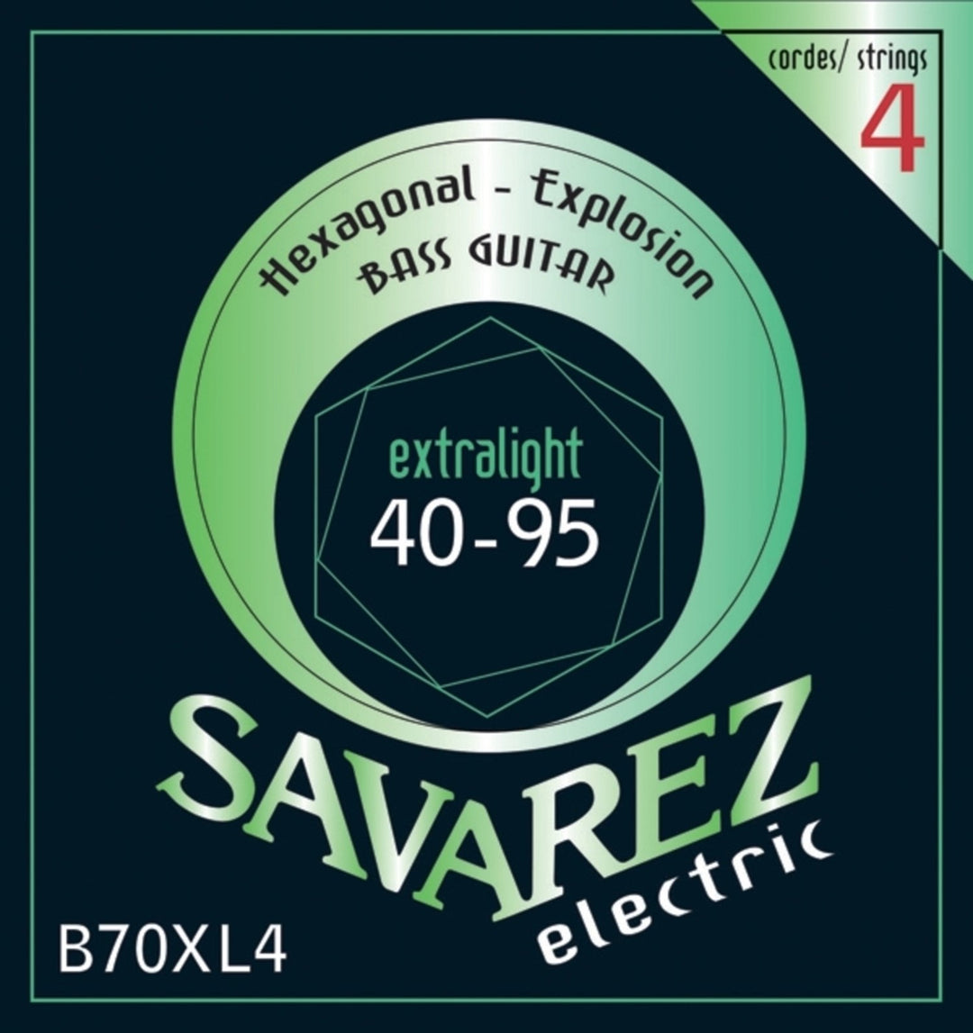 Savarez cuerdas de bajo eléctrico Hexagonal Explosion - 4 cuerdas Ex-Light (B70XL4)