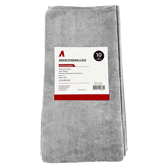 Paño de microfibra, 40x40cm, 330gsm, 10 unidades Gris