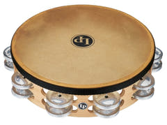 Latin Percussion Pandereta Pro 10 in de doble fila con parche - 10" Brass/Bronze (LP384-BB)