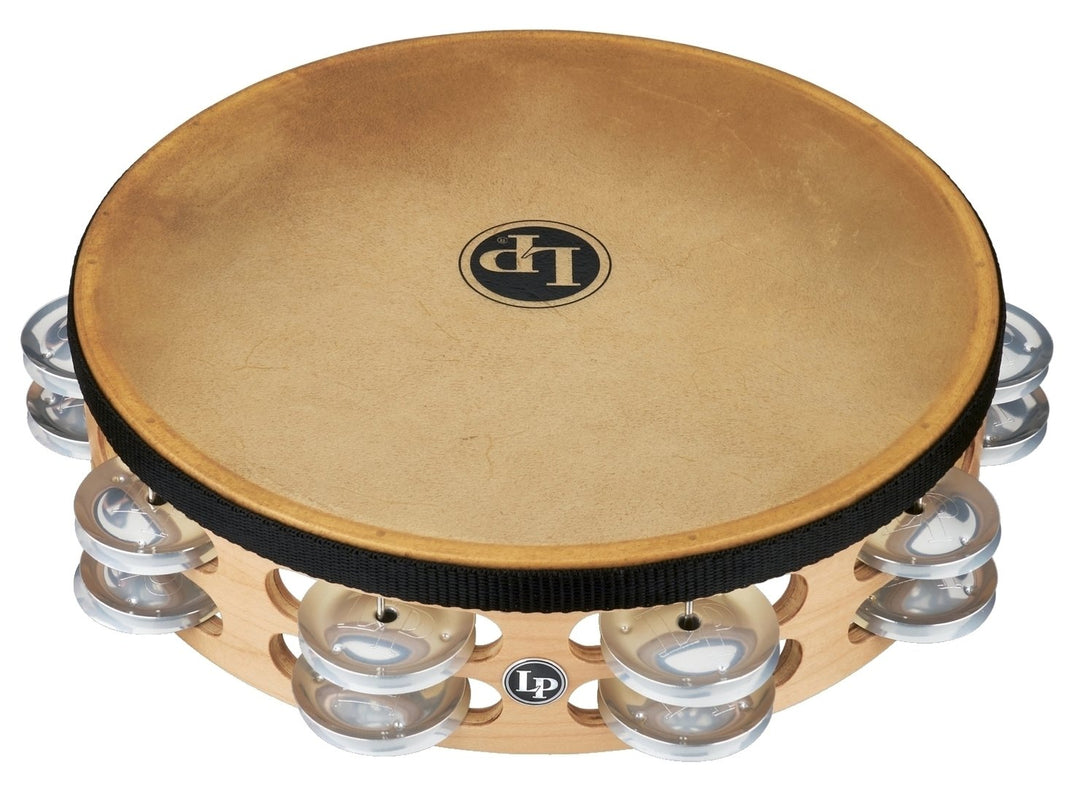 Latin Percussion Pandereta Pro 10 in de doble fila con parche - 10" Brass/Bronze (LP384-BB)
