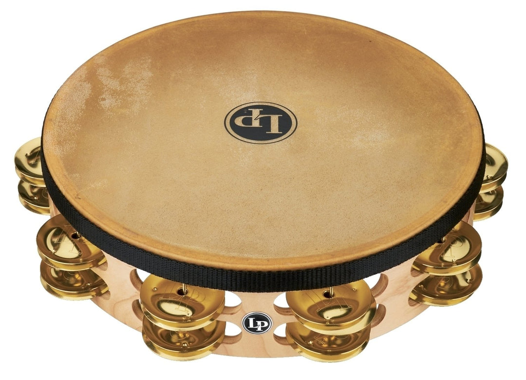Latin Percussion Pandereta Pro 10 in Double Row With Head - 10" Brass (LP384-BR)