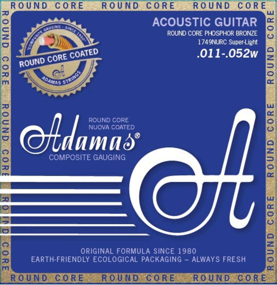Cuerdas Adamas para guitarras acústicas Nuova Phosphor Bronze coated round core - Super Light .011-.052 (1749NURC)