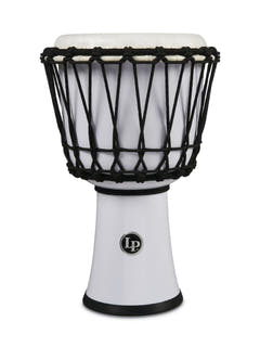 Latin Percussion Djembé World de 7 pulgadas con afinación mediante cuerda Circle - White (LP1607WH)