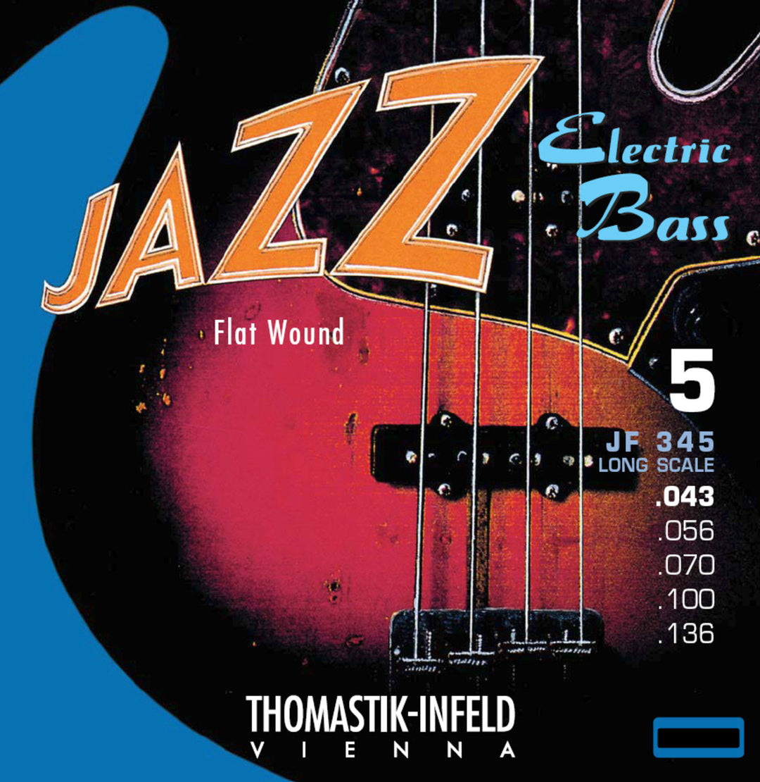 Thomastik-Infeld Cuerdas para bajo eléctrico Jazz Bass entorchado plano - Juego de 4 cuerdas, superlargo (JF364)