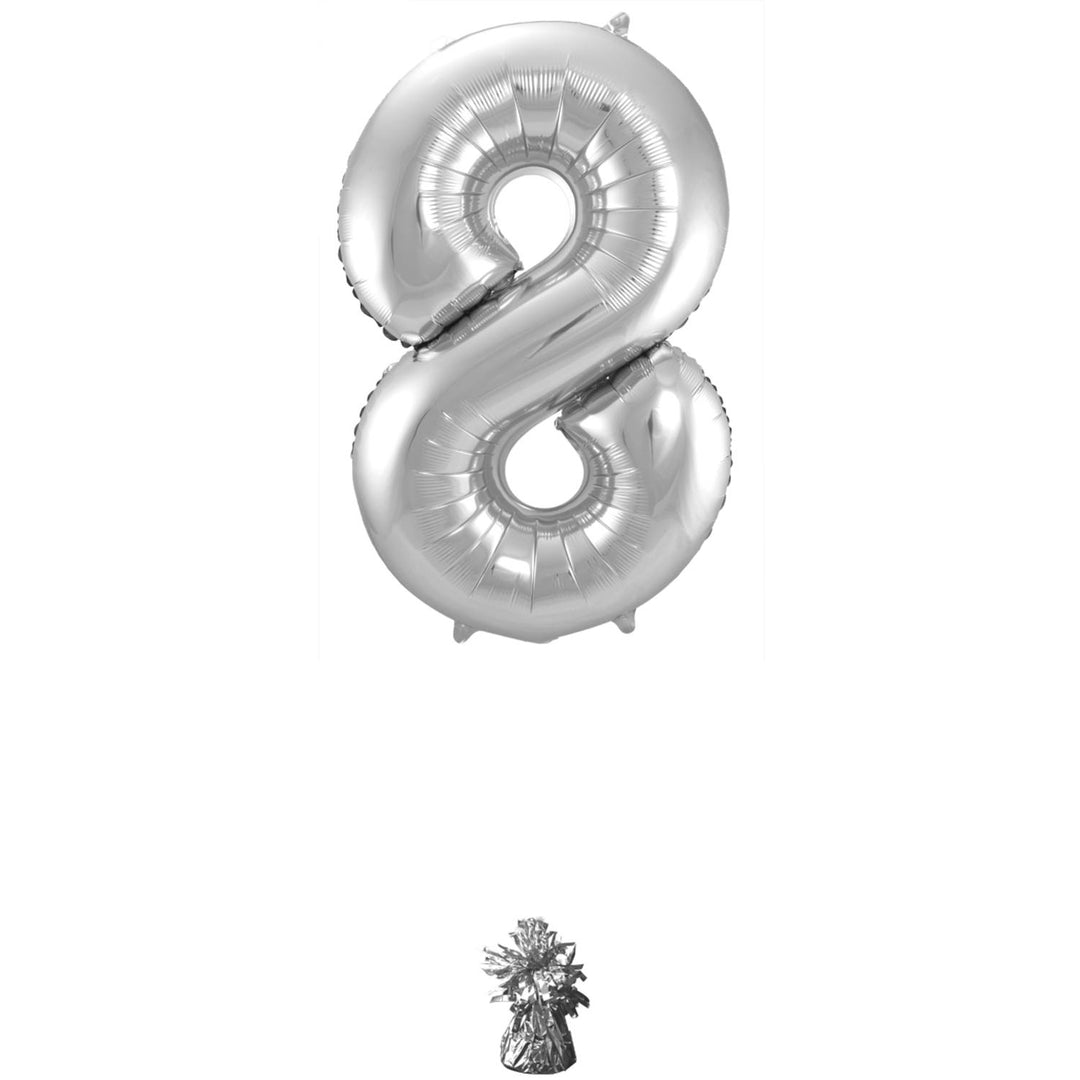 Globo de Foil Número 8 (Plata, 86 cm)