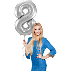 Globo de Foil Número 8 (Plata, 86 cm)