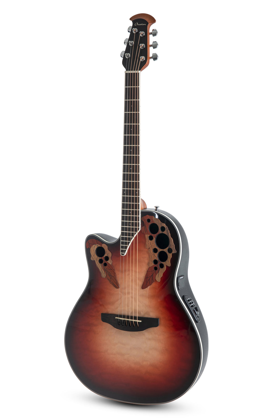 Guitarra electroacústica Ovation Celebrity Elite Plus Mid Cutaway - Lefthand Ruby Burst (CE44LX-1R-G)
