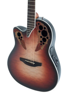 Guitarra electroacústica Ovation Celebrity Elite Plus Mid Cutaway - Lefthand Ruby Burst (CE44LX-1R-G)