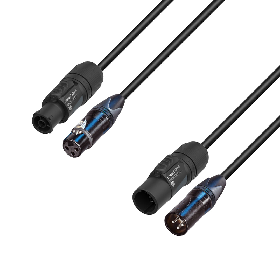 Adam Hall Cables 5 STAR H TCON D 0300 - Cable híbrido | Corriente & DMX | Neutrik® XLR 3 polos x TRUE1® | 3 m