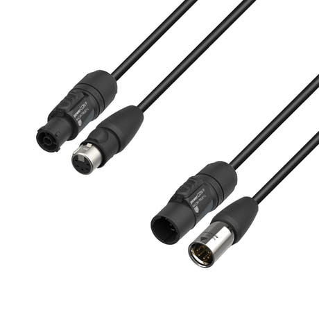 Adam Hall Cables 5 STAR H TCON 5D 0300 IP65 - Cable híbrido | Corriente & DMX | Neutrik® 5 polos XLR IP65 x TRUE1® | 3 m