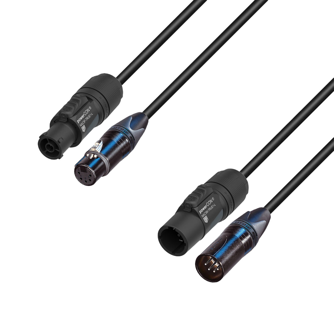 Adam Hall Cables 5 STAR H TCON 5D 0500 - Cable híbrido | Corriente y DMX | Neutrik® 5 polos XLR x TRUE1® | 5 m